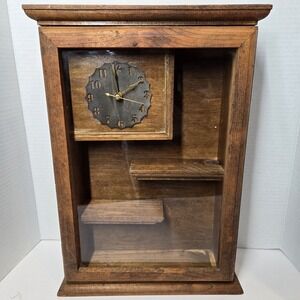 VTG WOOD WALL DISPLAY CASE TRINKET SHELF GLASS DOOR CURIO CABINET‎ Cottagecore